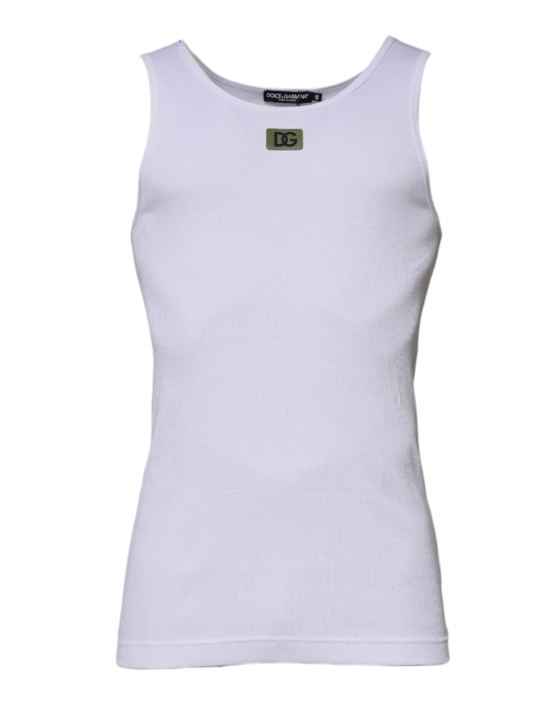 Dolce & Gabbana White Cotton Round Neck Sleeveless T-shirt