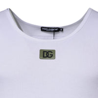 Dolce & Gabbana White Cotton Round Neck Sleeveless T-shirt