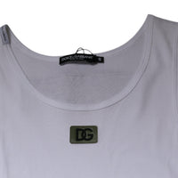 Dolce & Gabbana White Cotton Round Neck Sleeveless T-shirt