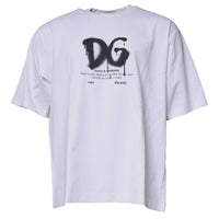 Dolce & Gabbana White DG Logo Cotton Crew Neck T-shirt