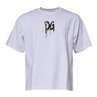 Dolce & Gabbana White DG Logo Cotton Crew Neck T-shirt