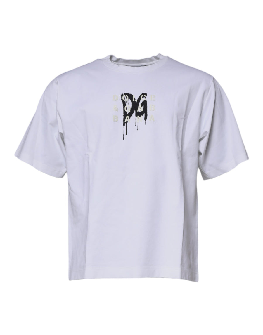 Dolce & Gabbana White DG Logo Cotton Crew Neck T-shirt