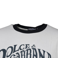 Dolce & Gabbana White Graphic Print Cotton Crew Neck T-shirt