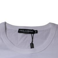 Dolce & Gabbana White Graphic Print Cotton Crew Neck T-shirt