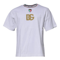 Dolce & Gabbana White Logo Print Cotton Crew Neck T-shirt