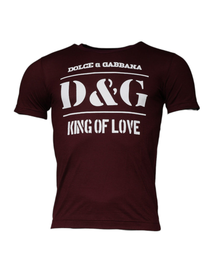 Dolce & Gabbana Dark Red D&G King Of Love Crew Neck T-shirt