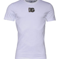 Dolce & Gabbana White DG Logo Cotton Crew Neck T-shirt