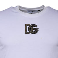 Dolce & Gabbana White DG Logo Cotton Crew Neck T-shirt