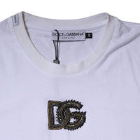 Dolce & Gabbana White DG Logo Cotton Crew Neck T-shirt