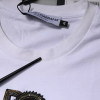 Dolce & Gabbana White DG Logo Cotton Crew Neck T-shirt