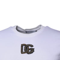 Dolce & Gabbana White DG Logo Cotton Crew Neck T-shirt