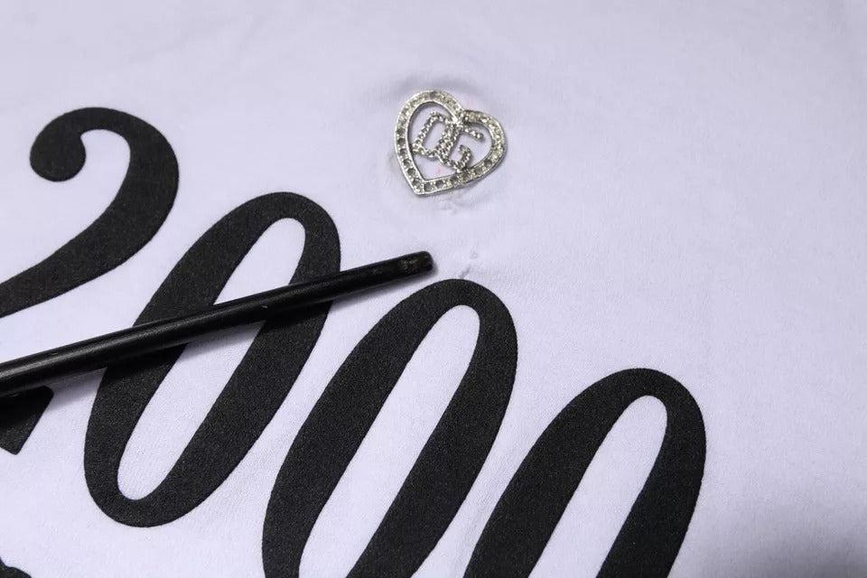 Dolce &amp; Gabbana White Graphic Print Cotton Crew Neck T-shirt