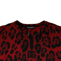 Dolce & Gabbana Red Leopard Print Cotton Sleeveless T-shirt