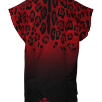 Dolce & Gabbana Red Leopard Print Cotton Sleeveless T-shirt