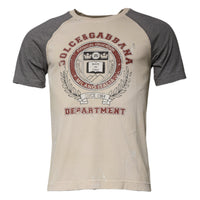 Dolce & Gabbana Beige Gray Graphic Print Cotton Crew Neck T-shirt