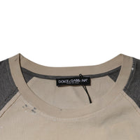 Dolce & Gabbana Beige Gray Graphic Print Cotton Crew Neck T-shirt