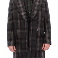 Dolce & Gabbana Sicilia Checkered Wool Blend Coat