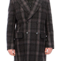 Dolce & Gabbana Sicilia Checkered Wool Blend Coat