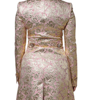 Dolce & Gabbana Metallic Pink Gold Jacquard Jewel Button Coat Jacket