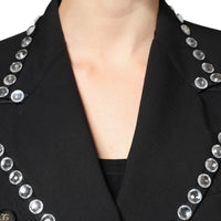 Dolce & Gabbana Black Crystal Double Breasted Blazer Jacket