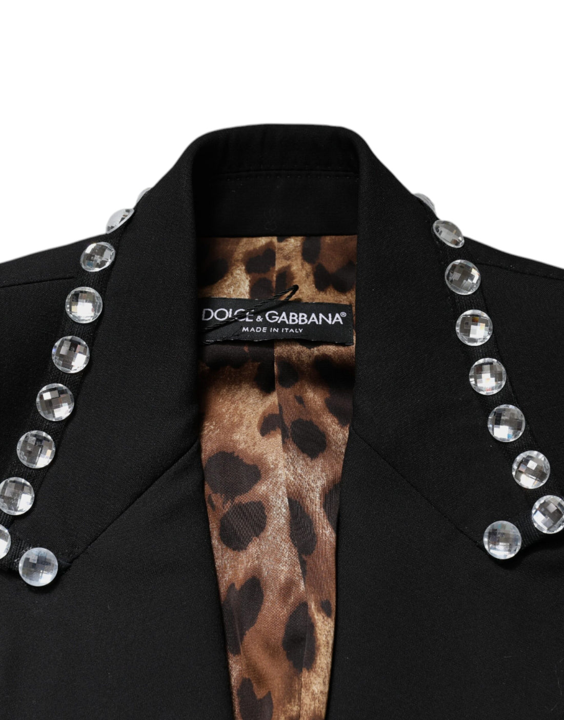 Dolce & Gabbana Black Crystal Double Breasted Blazer Jacket