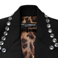 Dolce & Gabbana Black Crystal Double Breasted Blazer Jacket