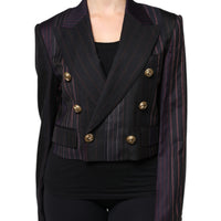 Dolce & Gabbana Multicolor Stripes Wool Cropped Blazer Coat Jacket