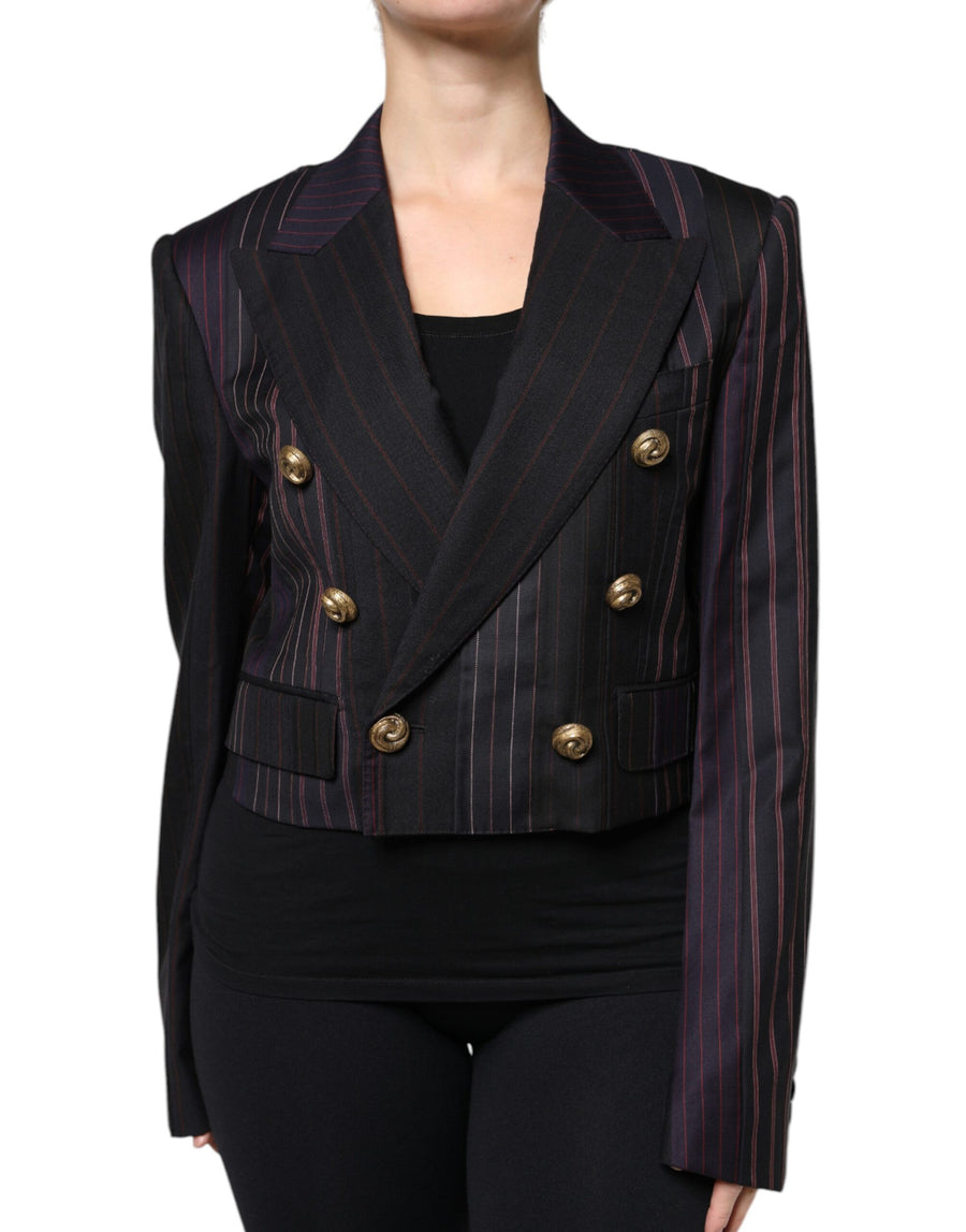 Dolce & Gabbana Multicolor Stripes Wool Cropped Blazer Coat Jacket