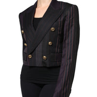 Dolce & Gabbana Multicolor Stripes Wool Cropped Blazer Coat Jacket