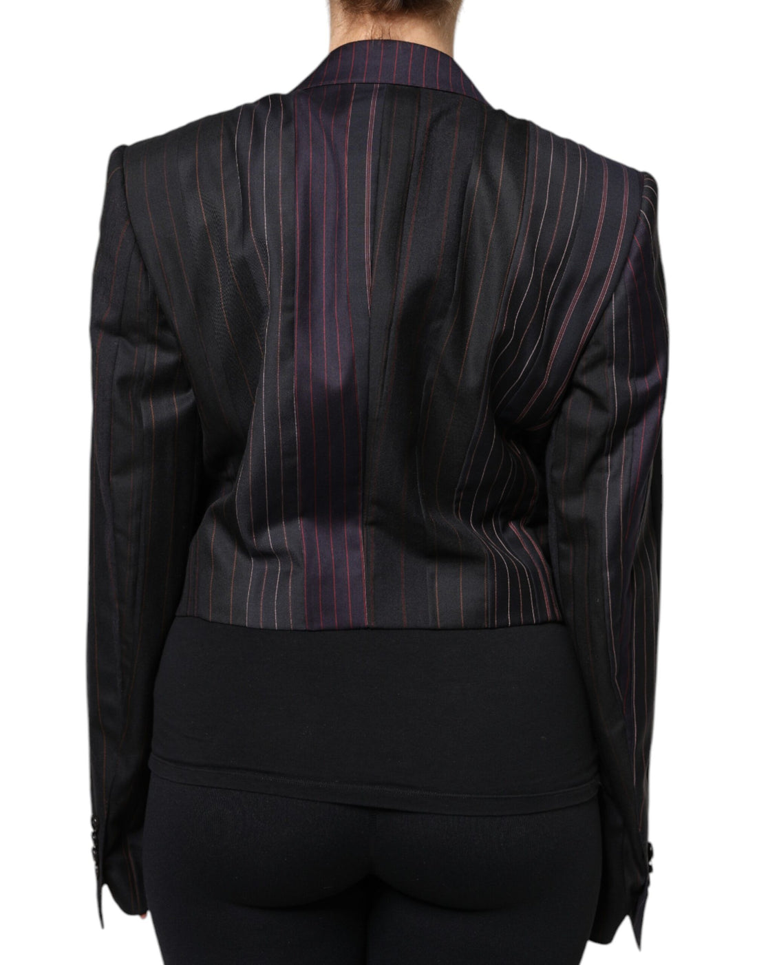 Dolce & Gabbana Multicolor Stripes Wool Cropped Blazer Coat Jacket