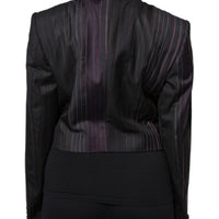 Dolce & Gabbana Multicolor Stripes Wool Cropped Blazer Coat Jacket