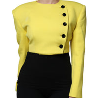 Dolce & Gabbana Lemon Yellow Wool Long Sleeves Cropped Coat Jacket