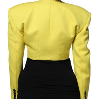 Dolce & Gabbana Lemon Yellow Wool Long Sleeves Cropped Coat Jacket