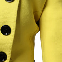 Dolce & Gabbana Lemon Yellow Wool Long Sleeves Cropped Coat Jacket