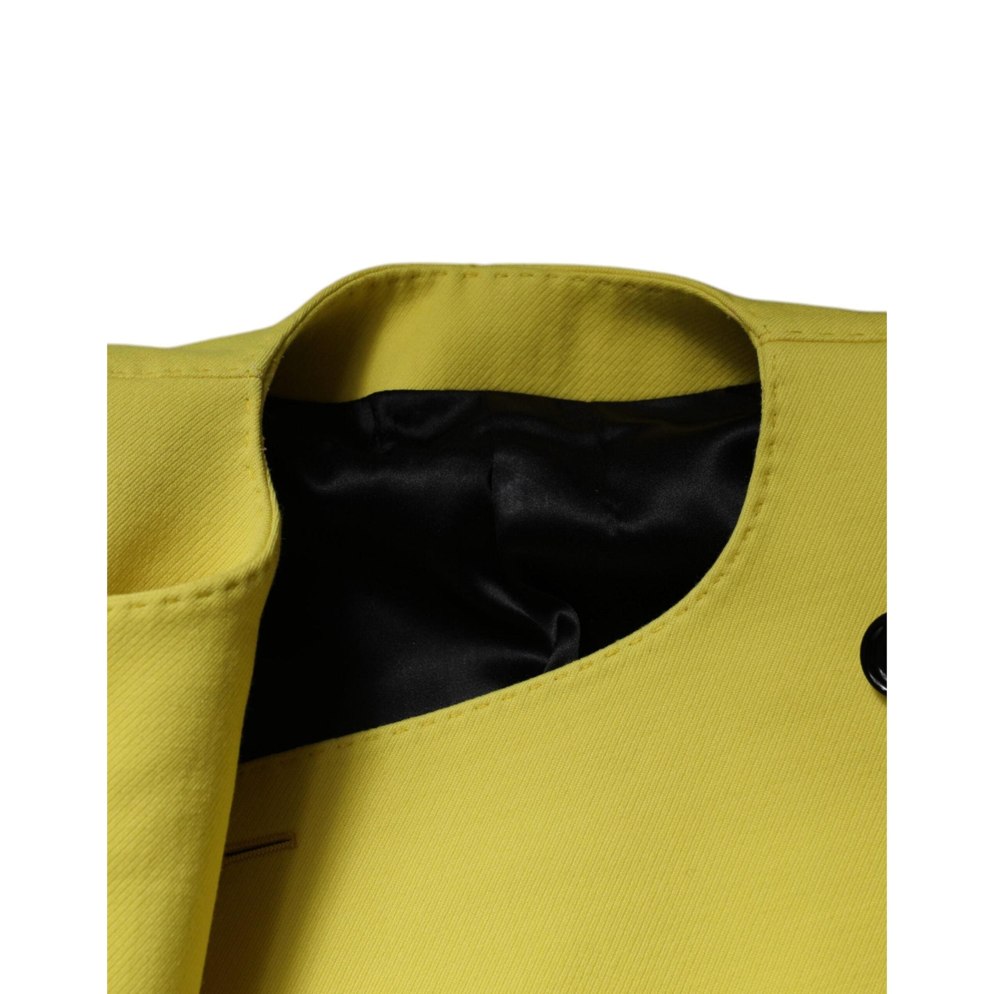 Dolce &amp; Gabbana Lemon Yellow Wool Long Sleeves Cropped Coat Jacket