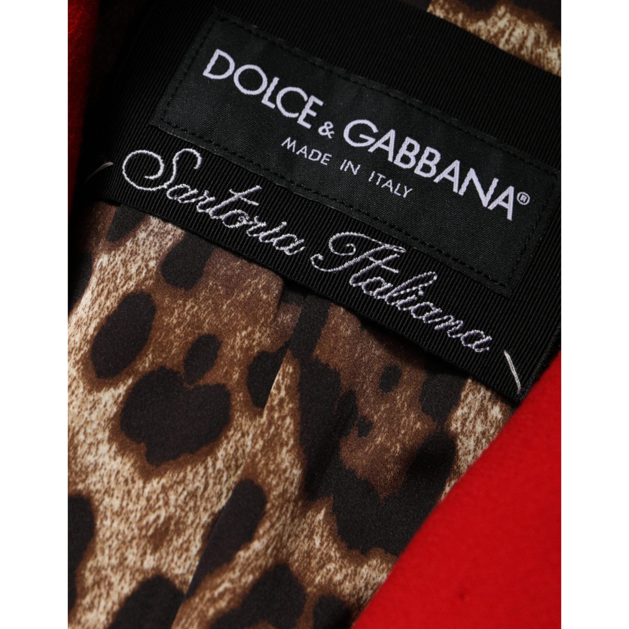 Dolce &amp; Gabbana Red Jacquard Wool Women Trenchcoat Jacket