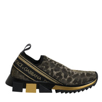 Dolce & Gabbana Gold Glitter Leopard Sorrento Sneakers Shoes