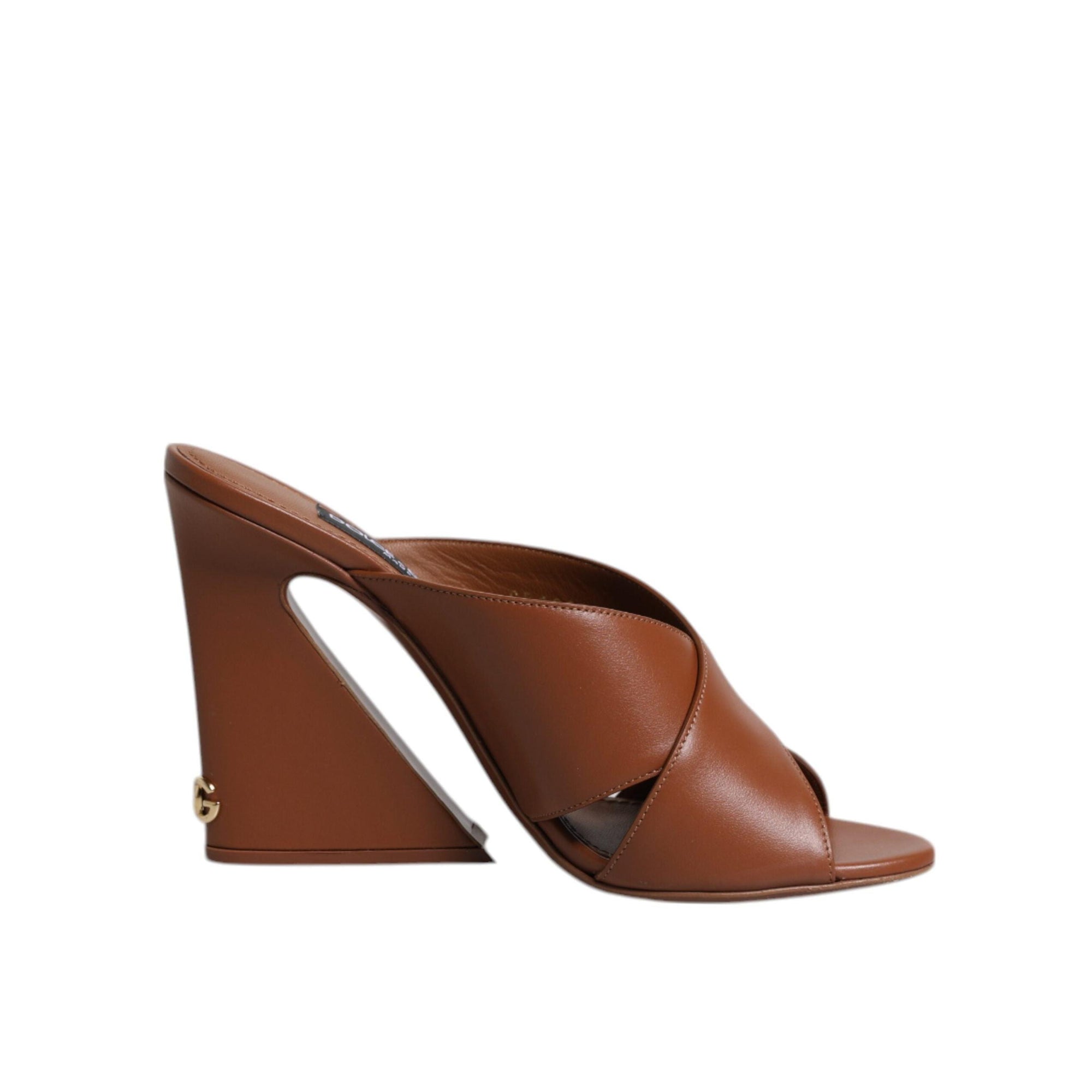 Dolce &amp; Gabbana Maroon Logo KEIRA Leather Slides Sandals Shoes