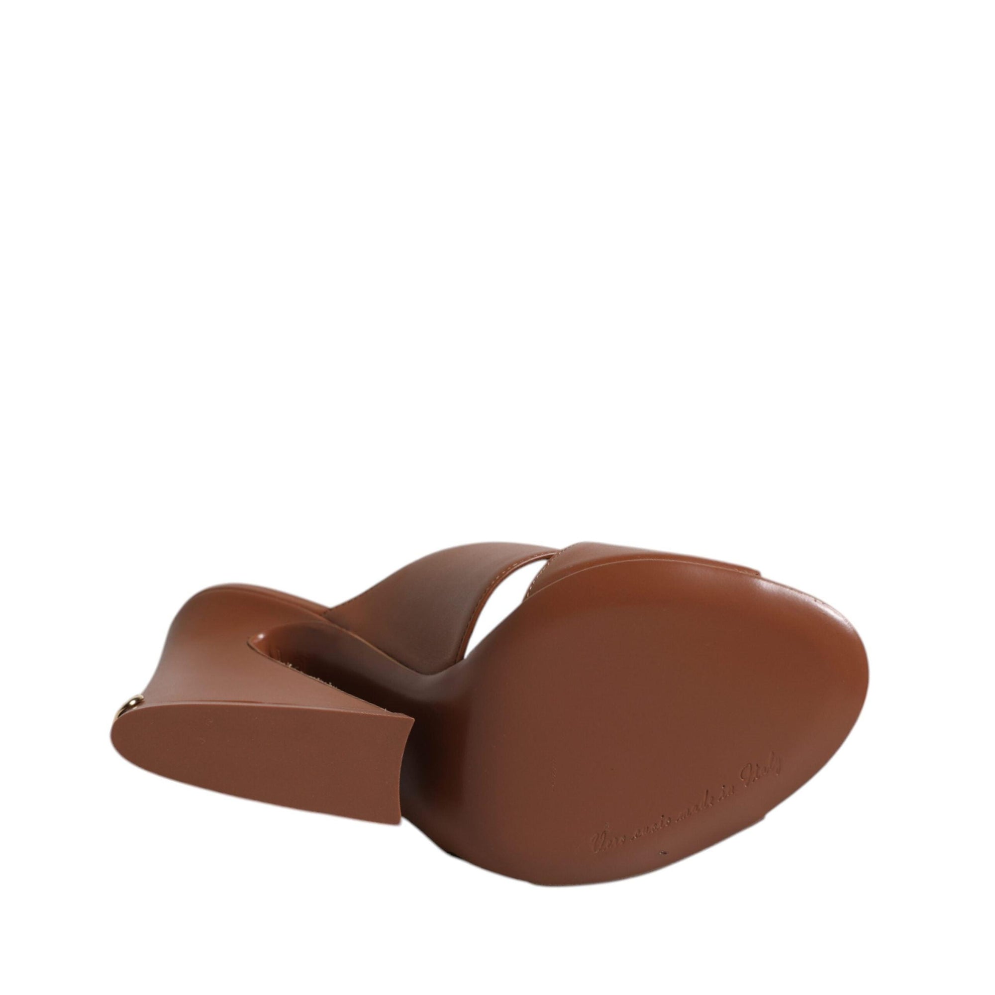 Dolce &amp; Gabbana Maroon Logo KEIRA Leather Slides Sandals Shoes