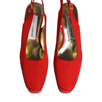 Dolce & Gabbana Red Platform Slingback Heels Sandals Shoes