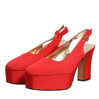 Dolce & Gabbana Red Platform Slingback Heels Sandals Shoes