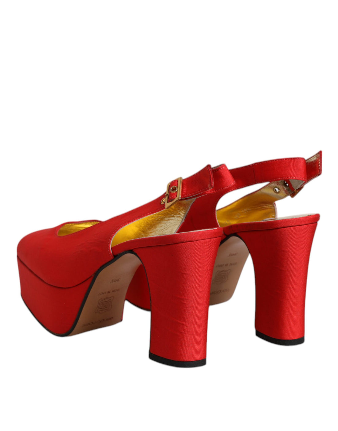 Dolce & Gabbana Red Platform Slingback Heels Sandals Shoes