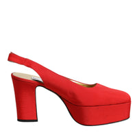 Dolce & Gabbana Red Platform Slingback Heels Sandals Shoes