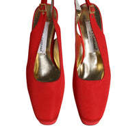 Dolce & Gabbana Red Platform Slingback Heels Sandals Shoes