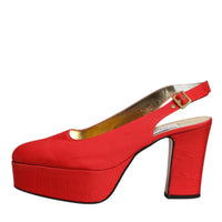 Dolce & Gabbana Red Platform Slingback Heels Sandals Shoes