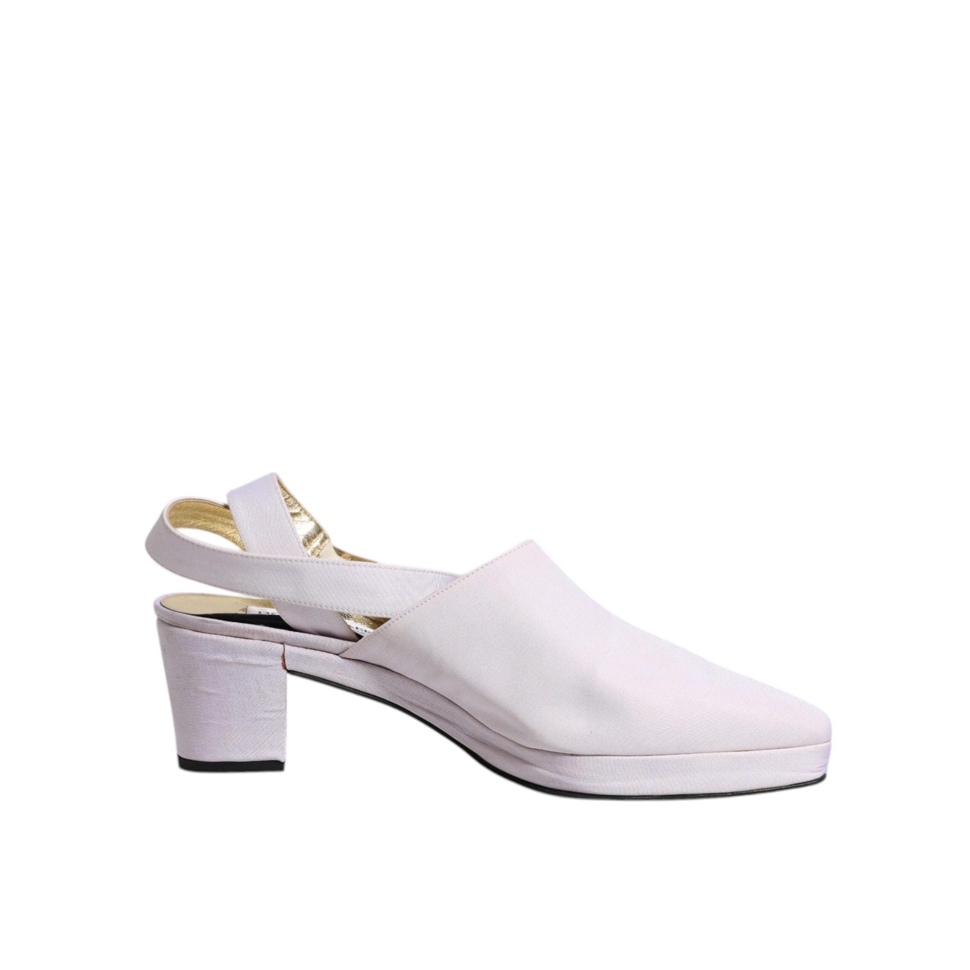 Dolce &amp; Gabbana Off White Block Heel Slingback Sandals Shoes