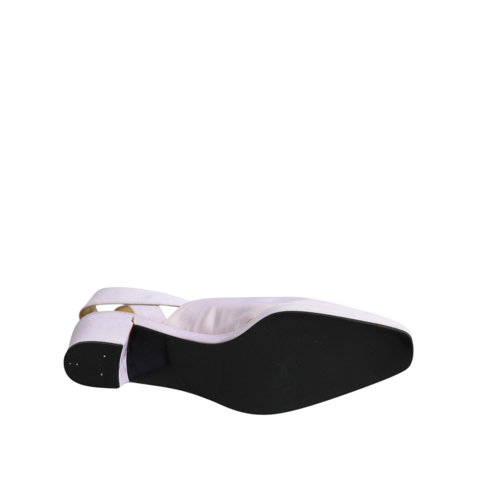 Dolce &amp; Gabbana Off White Block Heel Slingback Sandals Shoes