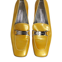 Dolce & Gabbana Yellow Leather Logo Plaque Slip On Mocassin Shoes