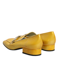 Dolce & Gabbana Yellow Leather Logo Plaque Slip On Mocassin Shoes