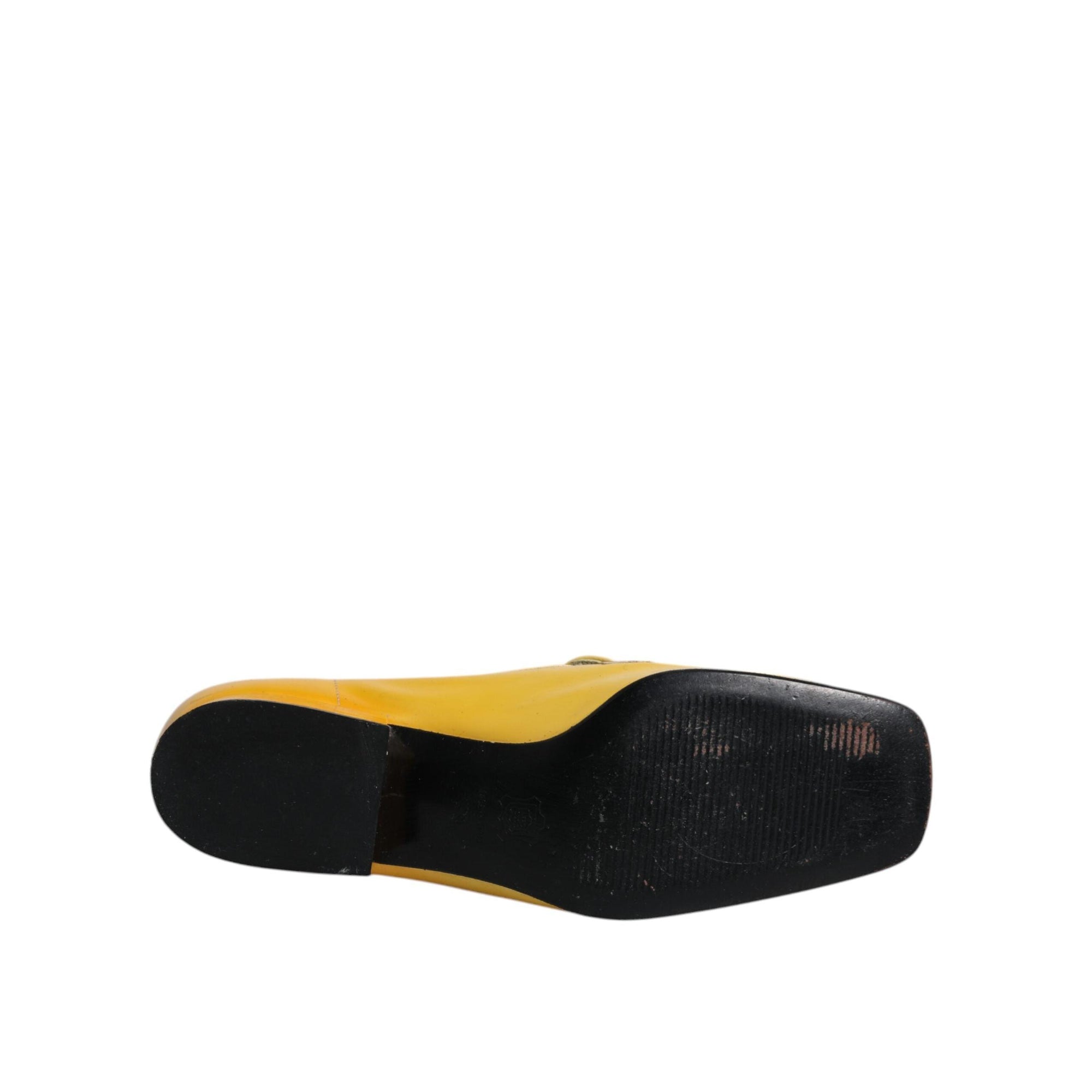 Dolce &amp; Gabbana Yellow Leather Logo Plaque Slip On Mocassin Shoes